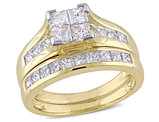 Princess Cut Diamond Engagement Ring & Wedding Band 2.0 Carat (ctw Color H-I Clarity I2-I3) 14K Yellow Gold
